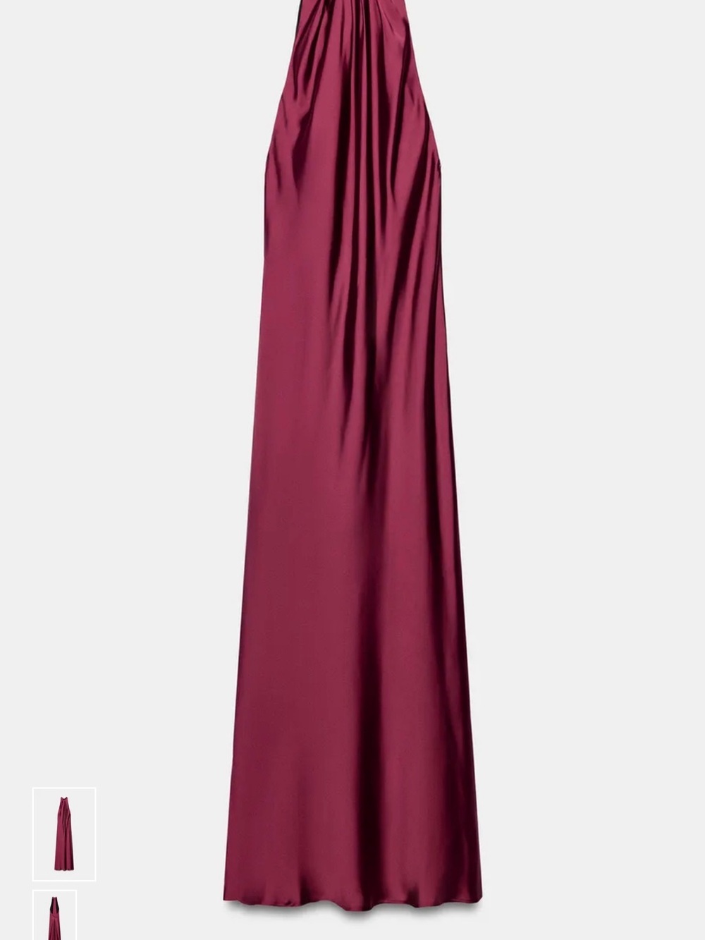 Zara Burgundy Satin Halter Neck Maxi Dress Open Back